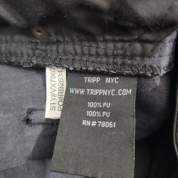 TRIPP NYC Mens Pants Sz 30 Black Faux Leather Pleather Vegan Skinny Goth Punk - Picture 8 of 14